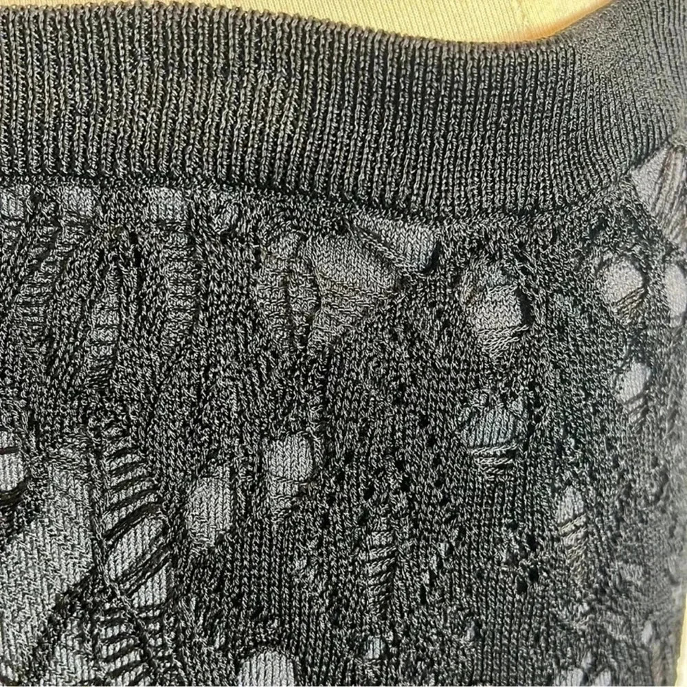 EILEEN FISHER Black Gray Knit Crochet Lace Overlay Straight Pencil Skirt Size XS - Picture 7 of 9